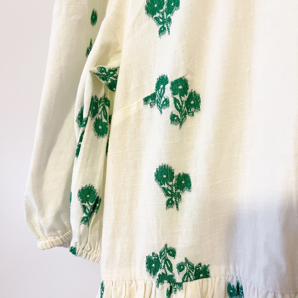 Oliphant Cotton Puff-Sleeve Tiered Maxi Dress Green Wicklow Size Small - Picture 4 of 9